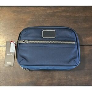 Tumi Alpha Bravo Response Travel Kit Toiletry Bag Navy Blue Coated Canvas NWT